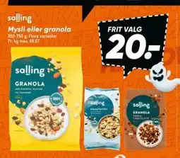 Bilka Mysli eller granola, DKK 20 tilbud