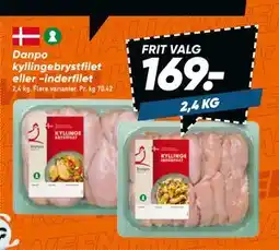Bilka Danpo kyllingebrystfilet eller -inderfilet, DKK 169 tilbud