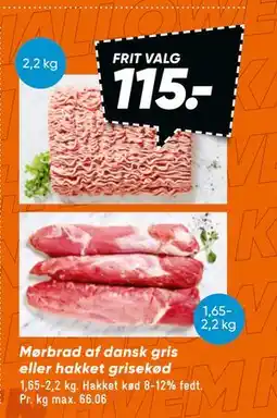 Bilka Mørbrad af dansk gris eller hakket grisekød, DKK 115 tilbud