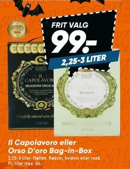 Bilka Il Capolavoro eller Orso D’oro Bag-in-Box, DKK 99 tilbud