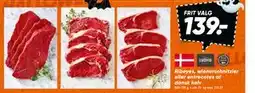 Bilka Ribeyes, wienerschnitzler eller entrecotes af dansk kalv, DKK 139 tilbud