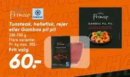 Bilka Tunsteak, hellefisk, rejer eller Gambas pil pil, DKK 60 tilbud