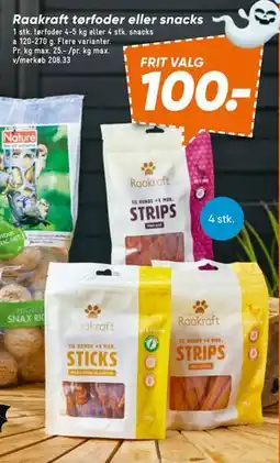 Bilka Raakraft tørfoder eller snacks, DKK 100 tilbud