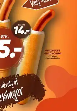 Bilka GRILLPØLSE MED CHORIZO, DKK 25 tilbud