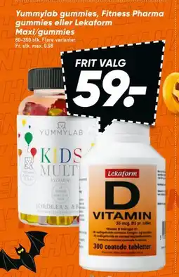 Bilka Yummylab gummies, Fitness Pharma gummies eller Lekaform Maxi/gummies, DKK 59 tilbud