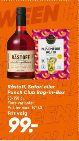 Bilka Råstoff, Safari eller Punch Club Bag-in-Box, DKK 99 tilbud