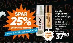 Bilka highlighter eller setting spray, DKK 37.5 tilbud