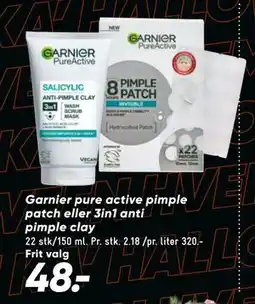 Bilka Garnier pure active pimple patch eller 3in1 anti pimple clay, DKK 48 tilbud