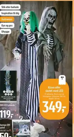 Føtex Klovn eller skelet med LED, DKK 349 tilbud