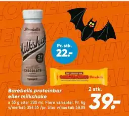 Bilka Barebells proteinbar eller milkshake, DKK 39 tilbud