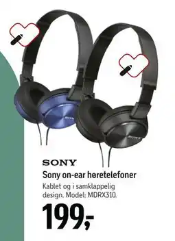Føtex Sony on-ear høretelefoner, DKK 199 tilbud