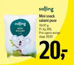 Føtex Mini snack salami pose, DKK 20 tilbud