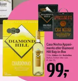 Føtex Casa Nostra Appasimento eller Diamond Hill Bag-in-Box, DKK 99 tilbud