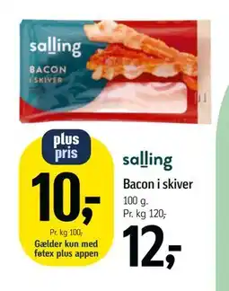 Føtex Bacon i skiver, DKK 12, App-pris tilbud
