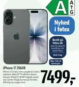 Føtex iPhone 17 256GB, DKK 7499 tilbud