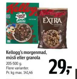 Føtex Kellogg’s morgenmad, müsli eller granola, DKK 29 tilbud