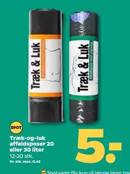 Netto Træk-og-luk affaldsposer 20 eller 30 liter, DKK 5 tilbud