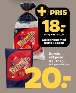 Netto Dumle slikpose, DKK 20, App-pris tilbud