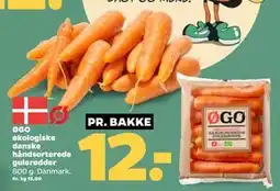 Netto ØGO økologiske danske håndsorterede gulerødder, DKK 12 tilbud