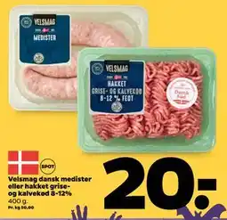 Netto Velsmag dansk medister eller hakket grise- og kalvekød 8-12%, DKK 20 tilbud