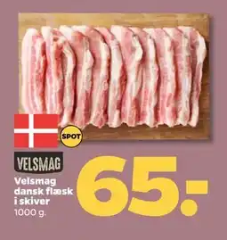 Netto Velsmag dansk flæsk i skiver, DKK 65 tilbud