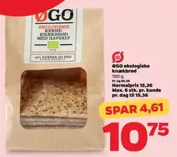 Netto ØGO økologiske knækbrød, DKK 10.75 tilbud