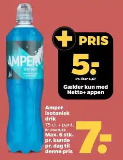 Netto Amper isotonisk drik, DKK 7, App-pris tilbud