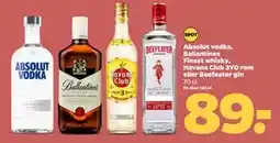 Netto Absolut vodka, Ballantines Finest whisky, Havana Club 3YO rom eller Beefeater gin, DKK 89 tilbud