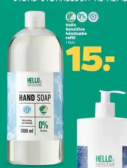 Netto Hello Sensitive håndsæbe refill, DKK 15 tilbud