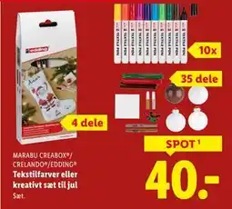 Lidl Tekstilfarver eller kreativt sæt til jul, DKK 40 tilbud