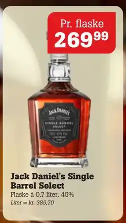 Poetzsch Padborg Jack Daniel's Single Barrel Select, DKK 269.99 tilbud