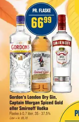 Otto Duborg Gordon's London Dry Gin, Captain Morgan Spiced Gold eller Smirnoff Vodka, DKK 66.99 tilbud