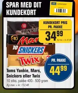 Otto Duborg Toms Yankie, Mars, Snickers eller Twix, DKK 44.99, Medlemspris tilbud