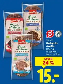 Lidl Sondey økologiske risvafler tilbud