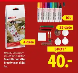 Lidl Marabu creabox®/ crelando®/edding® tekstilfarver eller kreativt sæt til jul sæt. tilbud