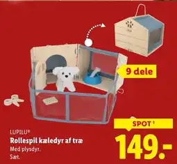 Lidl Lupilu rollespil kæledyr af træ med plysdyr. sæt. tilbud