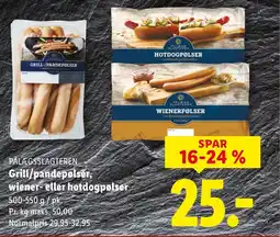 Lidl Palagsslagteren grill/pandepølser, wiener eller hotdogpølser tilbud