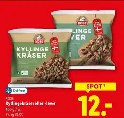 Lidl Rose kyllingekråser eller -lever tilbud