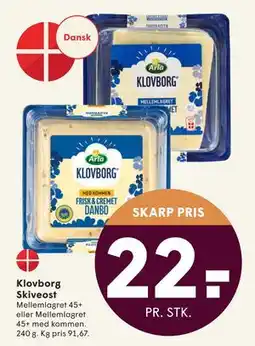 SPAR Klovborg Skiveost, DKK 22 tilbud