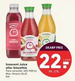 SPAR Innocent Juice eller Smoothie, DKK 22 tilbud