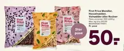 SPAR First Price Mandler, Hasselnødder, Valnødder eller Rosiner, DKK 50 tilbud