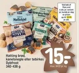 REMA 1000 Hatting brød, kanelsnegle eller tebirkes Dybfrost 340-438 g, DKK 15 tilbud