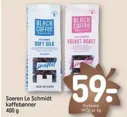 REMA 1000 Soeren Le Schmidt kaffebønner 400 g, DKK 59 tilbud