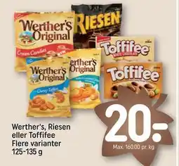 REMA 1000 Werther's, Riesen eller Toffifee Flere varianter 125-135 g, DKK 20 tilbud