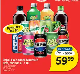 Fakta Tyskland Pepsi, faxe kondi, mountain dew, mirinda el. 7 up tilbud
