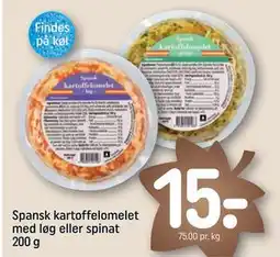 REMA 1000 Spansk kartoffelomelet med løg eller spinat 200 g, DKK 15 tilbud