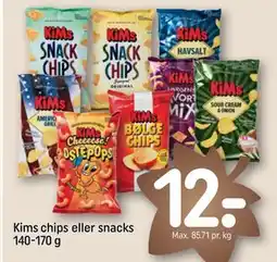 REMA 1000 Kims chips eller snacks 140-170 g, DKK 12 tilbud