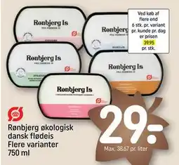 REMA 1000 Rønbjerg økologisk dansk flødeis Flere varianter 750 ml, DKK 29 tilbud