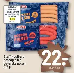 REMA 1000 Steff Houlberg hotdog eller bayerske pølser 375 g, DKK 22 tilbud