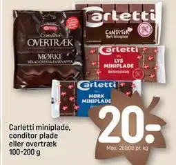 REMA 1000 Carletti miniplade, conditor plade eller overtræk 100-200 g, DKK 20 tilbud